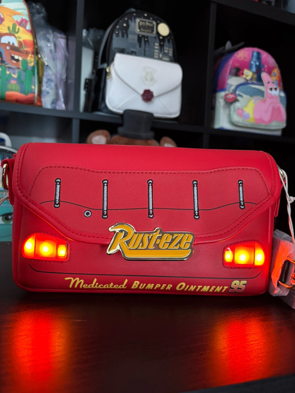 Loungefly Lightning McQueen Bumper Light Up Disney Pixar Cars Figural Loungefly Crossbody