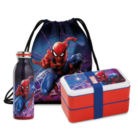 MARVEL - Set - Bottle + Lunch Box + String Bag - Spider-Man
