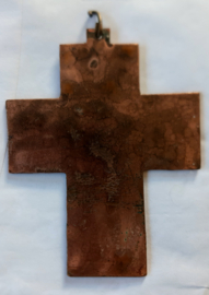 Antiquité Chérubin angelot croix émail sur cuivre1900-1920