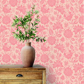 Behang Carved Floral - Pink