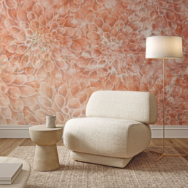 Bloemen Behang Vintage | Heart of Dahlia -  Salmon Pink
