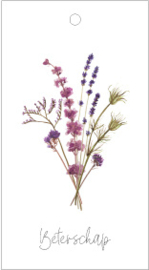 Cadeaulabel - Droogbloemen boeket lavendel