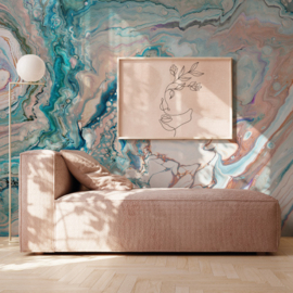 Behang Marble - Blush Horizon