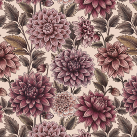Bloemen Behang Vintage | Dahlia Dreams - Fuchsia Blush