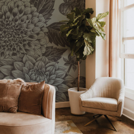 Bloemen Behang Vintage | Petals in Ink -  Graphite