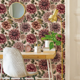 Bloemen Behang Vintage | Dahlia Dreams - Petal Bliss