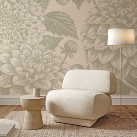 Bloemen Behang Vintage | Petals in Ink -  Paris Green