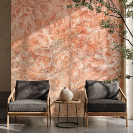 Bloemen Behang Vintage | Heart of Dahlia -  Salmon Pink