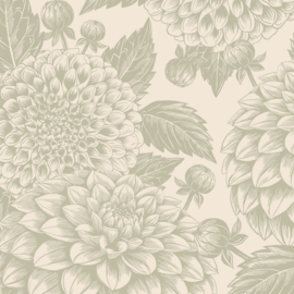 Bloemen Behang Vintage | Petals in Ink -  Paris Green