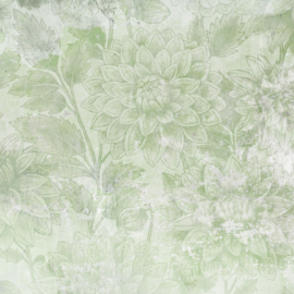 Bloemen Behang Vintage | Dahlia Dawn - Olive