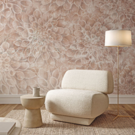 Bloemen Behang Vintage | Heart of Dahlia -  Stone Linen