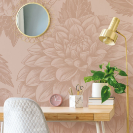 Bloemen Behang Vintage | Petals in Ink - Silken Taupe