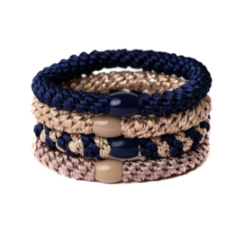 Elastiek/armband combo | Navy gold