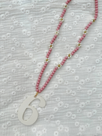 Ketting met daisy bloemetjes roze | 6