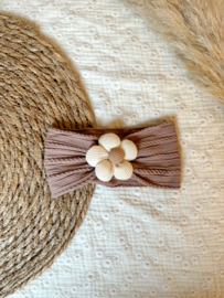 SALE haarband strik bruin | ivory bloem