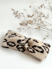 Teddy twist haarband beige leopard | mini