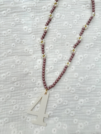 Ketting met daisy bloemetjes bruin | 4