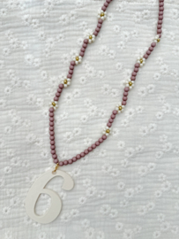 Ketting met daisy bloemetjes bruin | 6