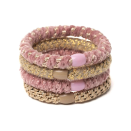 Elastiek/armband combo | Gold Roze Velvet