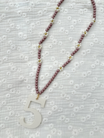 Ketting met daisy bloemetjes bruin | 5