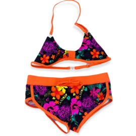 Bikini "halter paars/zwart/oranje"