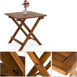 Casaria Bijzettafel - Acacia Hout 46x46x46cm Inklapbaar - Bruin