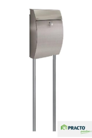 Brievenbus - New York - inox - Met 2 Palen - Roestvrij Staal inox