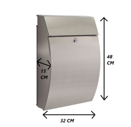 Brievenbus - New York - inox - Met 2 Palen - Roestvrij Staal inox