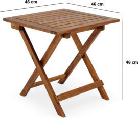 Casaria Bijzettafel - Acacia Hout 46x46x46cm Inklapbaar - Bruin