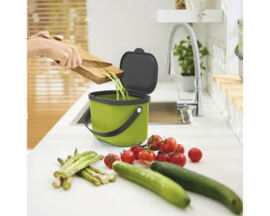 Rotho - Afvalbak - Compostemmer - biologische afvalbakje - 3,2 L - lime Groen