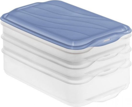 Rotho - vleeswarendoos - 3 vakken - blauw