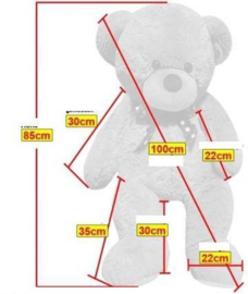 Monzana Pluche - Knuffelbeer - 100cm - Wit