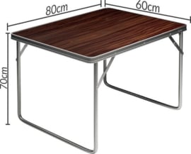 Casaria Campingtafel houtlook aluminium 80x60x70cm opvouwbaar