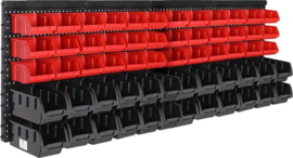 Deuba Gereedschapwand - 60 Stapeldozen 4 Wandplaten - Zwart Rood