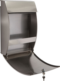 Brievenbus - New York - inox - Met 2 Palen - Roestvrij Staal inox