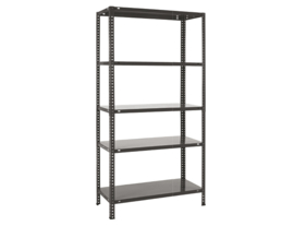 Practo - Metalen Opbergrek - 180x90x40 - 5 Legborden - Zwart