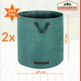 Gardebruk Tuinafvalzak - 2 Stuks 280L – 77x67cm/Opvouwbaar - Groen