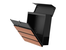 Practo Garden - Brievenbus - Wandbrievenbus - Cannes  - Met krantenhouder - Krantenhouder - Zwart Met Houtlook