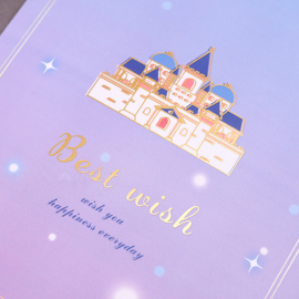 3D Nieuwjaarskaart Magisch Koninkrijk Droomkasteel Best Wishes Felicitatie Disneyland - Blauw