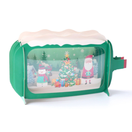 3D pop up kerstkaart - message in a bottle - Merry Christmas - Incl. berichtenpaneel