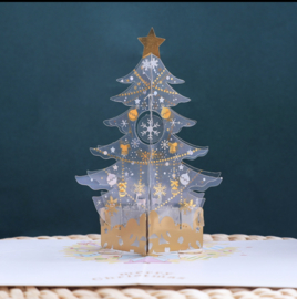 3D kerstkaart met Silver Kristal Kerstboom (vanaf 5 stuks)