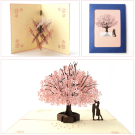 3D Valentijnskaart - uitnodiging liefdeskaart Sakura boom fotolijst pop-up wenskaart