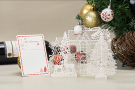 3D Pop up Kerstkaart Dreaming of  a white Christmas met  berichtenpaneel (vanaf 10 stuks)