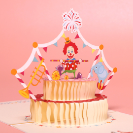 3D Verjaardagskaart Happy Birthday Clown Felicitatie Uitnodiging