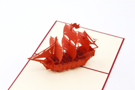 3D gelukskaart zeilboot pop-up wenskaart