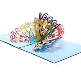 3D wenskaart zo trots als een pauw felicitatie verjaardag uitnodiging pop up kaart- kleurrijk
