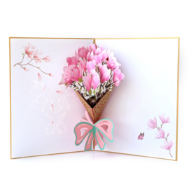 Bloemenkaart pop-up kaart boeket Magnolia