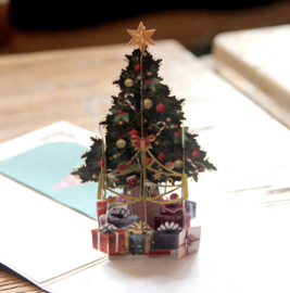 Popup Kerstkaart 3D kerstboom met cadeautjes pop-up kerstkaart met Berichtpaneel (vanaf 10 stuks)