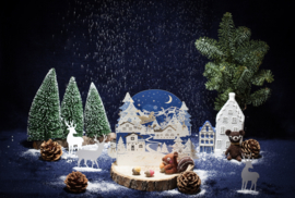 3D Pop up kerstkaart met Kerstmis scène (vanaf 5 stuks)
