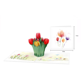 Pop up bloemenkaart Tulp voor moederdag en felicitatie (vanaf 10 stuks)